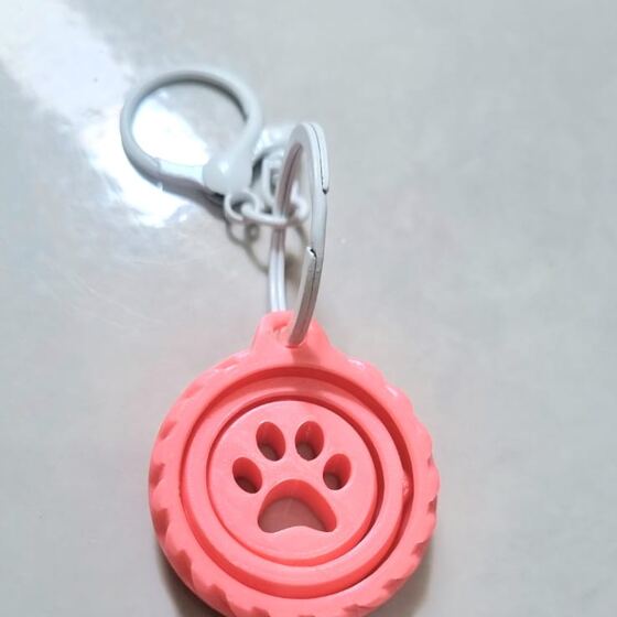 Gantungan kunci fidget spinner motif telapak kucing warna pink